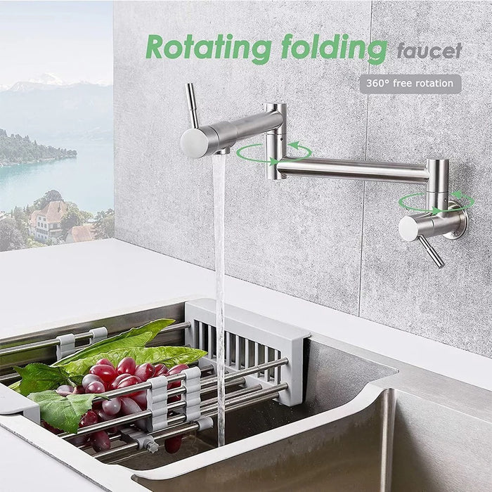 Lina Faucets - Premium Quality Brushed Stainless Steel Folding Rotation Kitchen Sink Faucet