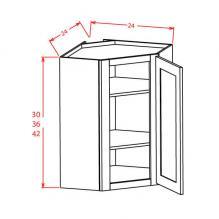 Grey Shaker - Open Frame Diagonal Corner Wall Cabinets-rstmexpress